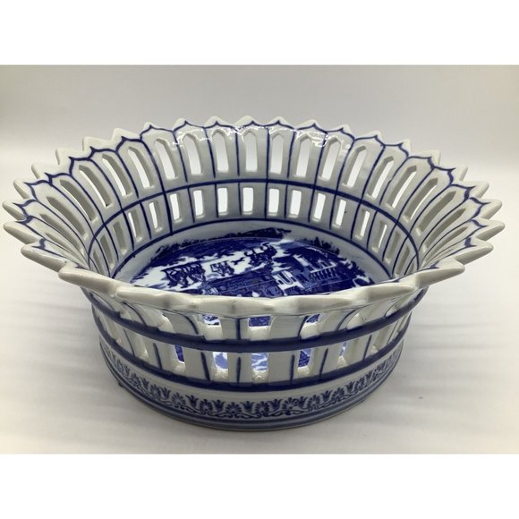 Large Victoria Ware Vintage Ironstone Basket Bowl, Reproduction - Picture 8 of 16